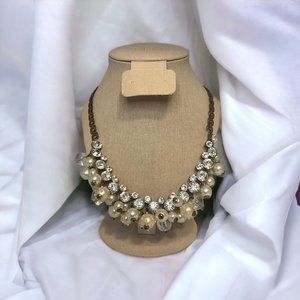 Happiness Boutique Faux Pearl and Diamond Statement Necklace